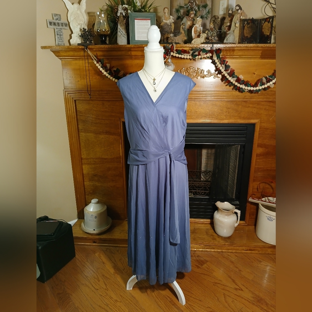 danny and nicole Glitter Wrap Chiffon Dress